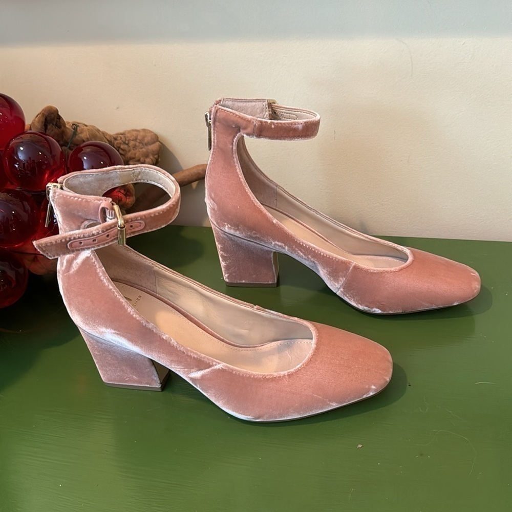 Marc Fisher Blush Pink Velvet Ankle Strap Pumps - Picture 2 of 8